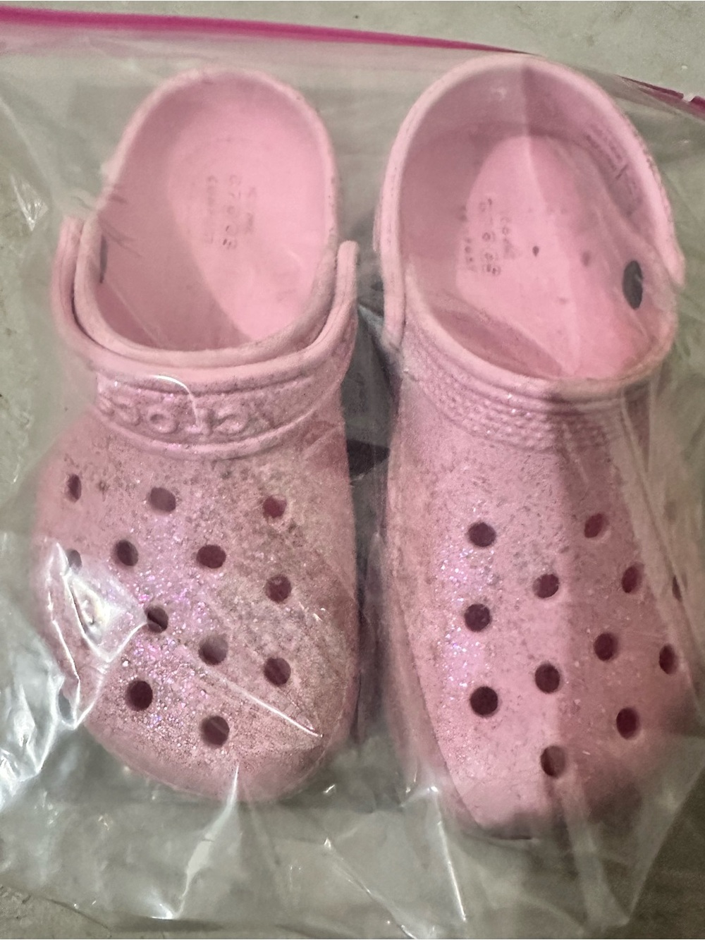 CROCS Kids Glitter Pink Slip-On Clogs